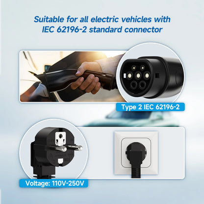 AFYEEV 3600W Portable Type2 IEC62196-2 EV Charger Type1 SAE J1772 Electric Car Charger GBT EVSE Charging Cable WiFi Bluetooth