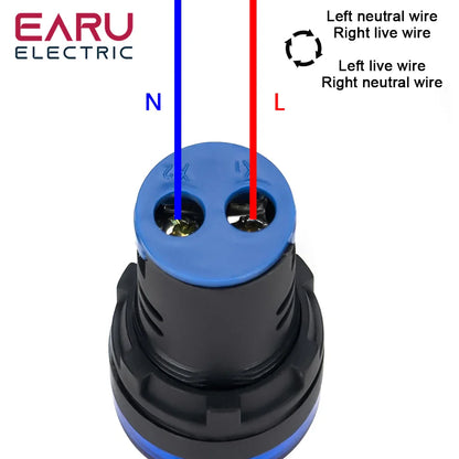 16MM 22MM LED Power Electronic Indicator Pilot Signal Light Lamp AC DC 12V 24V 110V 220V 380V Red Green Yellow Blue White Panel