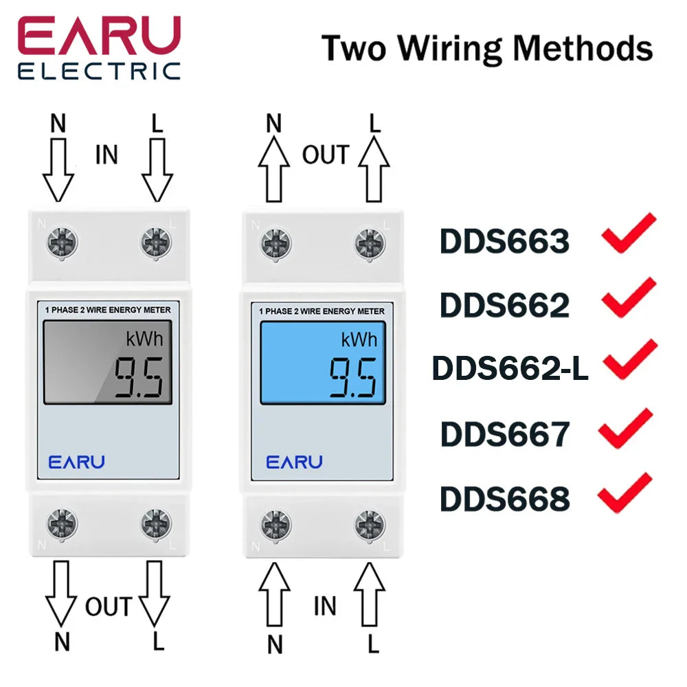 Single Phase LCD Digital Energy Meter Reset Zero kWh Voltage Current Power Consumption Counter Electric Wattmeter 220V Din Rail by 54Grid - Renewable Energy Store