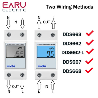 Single Phase LCD Digital Energy Meter Reset Zero kWh Voltage Current Power Consumption Counter Electric Wattmeter 220V Din Rail by 54Grid - Renewable Energy Store