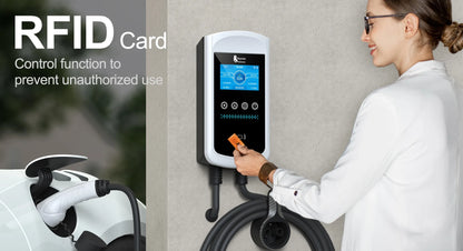 feyree Type2 EV Charger 4.3inch Screen 32A 7.6kW Dynamic Load Balancing 11kW 22kW 3Phase EVSE Wallbox APP with Charge History
