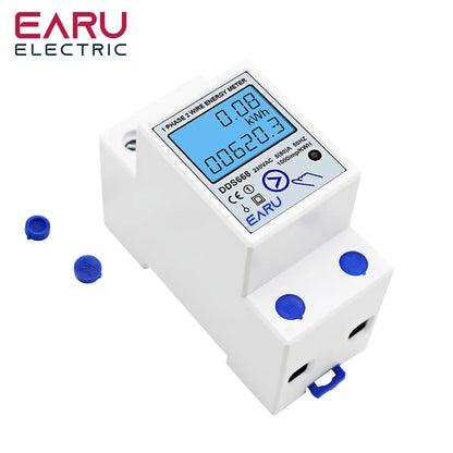 Single Phase LCD Digital Energy Meter Reset Zero kWh Voltage Current Power Consumption Counter Electric Wattmeter 220V Din Rail by 54Grid - Renewable Energy Store