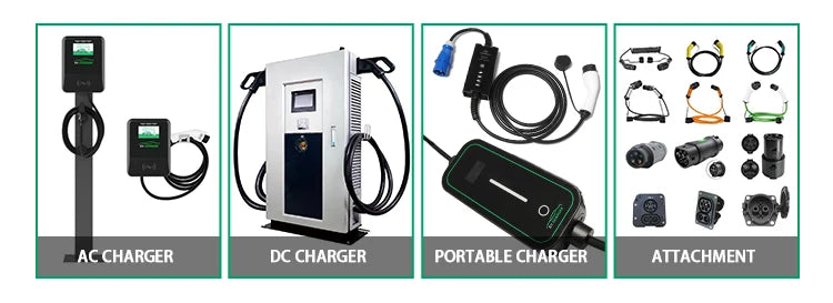 New DC EV Charger WallBox Double Gun 40/60/80kW Output Power With 5m Cable Length CCS2 GBT Plug