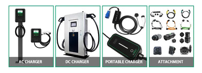 New DC EV Charger WallBox Double Gun 40/60/80kW Output Power With 5m Cable Length CCS2 GBT Plug