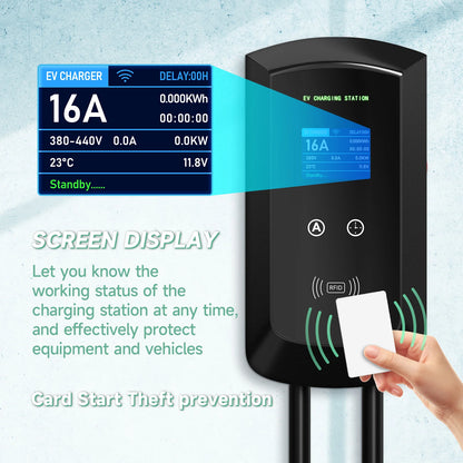 AFYEEV 32A EV Charging Station 22KW 3Phase Electric Vehicle Car Charger 11KW Type2 IEC62196-2 EVSE Wallbox APP Control 5m Cable