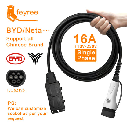 feyree V2L Cable Electric Car Side Discharge Plug EV Charger Type2 16A with EU Socket Outdoor Power Station( Upgraded Version)