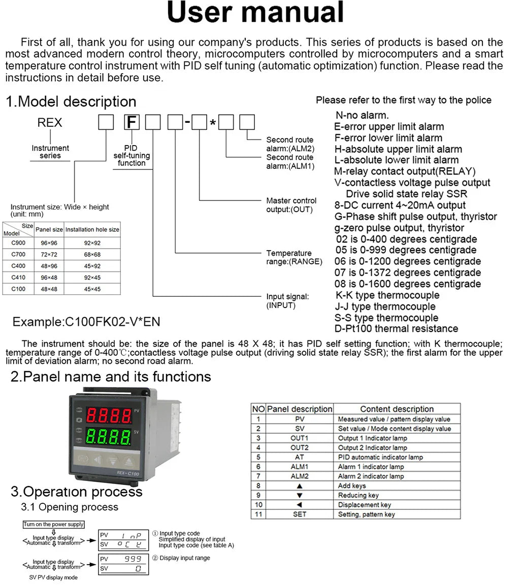 REX-C100 PID Intelligent Temperature Controller Universal REX-C100 Thermostat SSR Relay output Universal K PT100 J Type Input by 54Grid - Renewable Energy Store