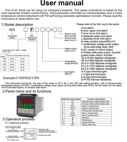 REX-C100 PID Intelligent Temperature Controller Universal REX-C100 Thermostat SSR Relay output Universal K PT100 J Type Input by 54Grid - Renewable Energy Store