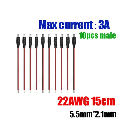 12V 3A DC Power Pigtail Cable 20 18 AWG Male Female Connector by 54Grid - Renewable Energy Store