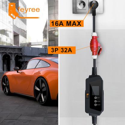 feyree EV Charger CEE Female Plug Adapter Waterproof Connection WallMount Socket 16A/32A 1/3Phase 7kW 11kW 22kW Portable Charger