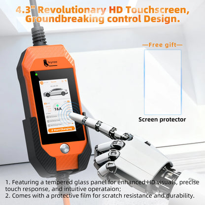 feyree GB/T EV charger 16A 3.5kW 1Phase 4.3'' Touchscreen & Smart APP OTA Version Current Adjustable for Electric Car Charger