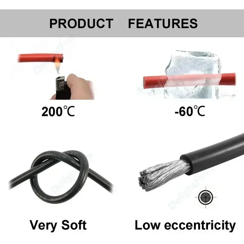 8AWG Heat Resistant Flexible Silicone Cable for Car Solar Panel Battery by 54Grid - Renewable Energy Store