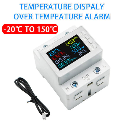 TUYA WiFi Smart Power Meter Over Under Voltage Protection Relay Switch Circuit Breaker Energy kWh Temperature Meter Smart Life by 54Grid - Renewable Energy Store
