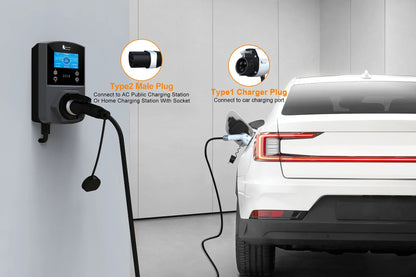 feyree EV Charging Cable 7KW 32A 1Phase Type1 Car Charging Socket to Type2 Power Supply Side 16A 3.5KW 5m Cable for Electric Car
