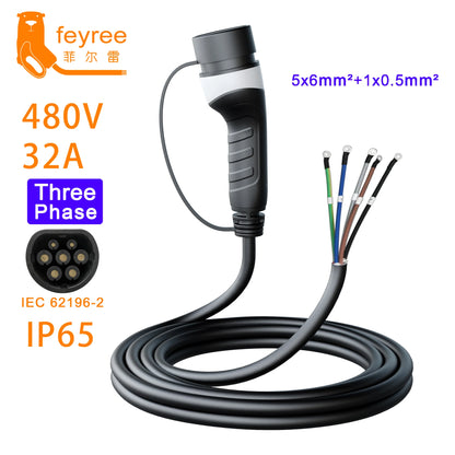 feyree EV Charger Plug Type2 Socket 5m Cable 16A 3.5kW 32A 7kW 1Phase for Car Side 16A 11kW 32A 22kW 3Phase for Electric Vehicle