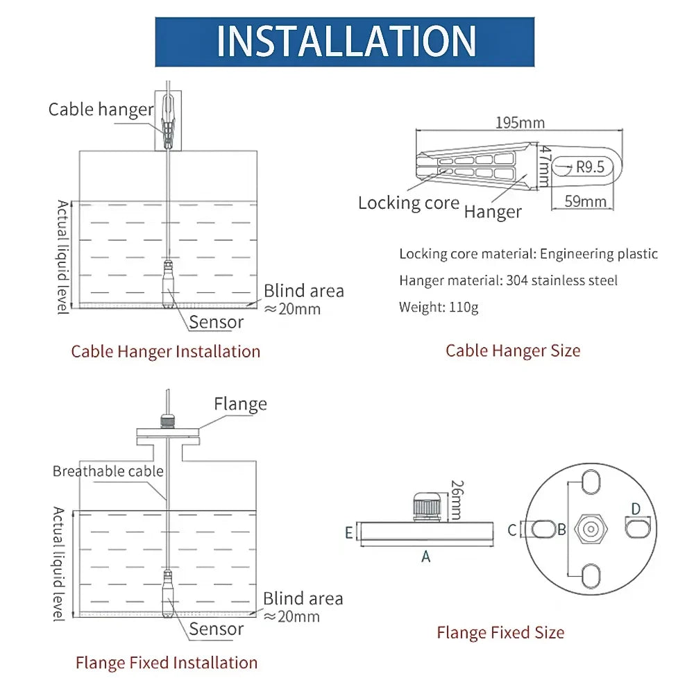 Level Sensor 4-20Ma 0-5V 0-10V RS485 Output Liquid Level Transmitter Water Level Sensor Probe Detector Controller Float Switch