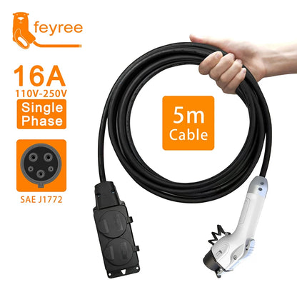 feyree Type1 16A Charger Cable with EU Socket Outdoor Power Station Electric Car Side Discharge Plug EV ( need car supports V2L)