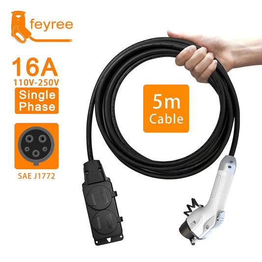 feyree Type1 16A Charger Cable with EU Socket Outdoor Power Station Electric Car Side Discharge Plug EV ( need car supports V2L)