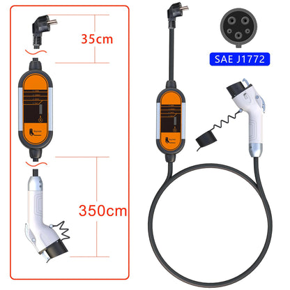 feyree Portable EV Charger Type2 16A 3.5KW EVSE Charging Cable Type1 SAE J1772 EU Plug Controller Wallbox for Electric Car
