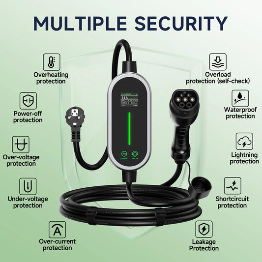 AFYEEV EV Portable Charger Type2 / GB/T Plug Connector 16A 1Phase 3.6KW Type1 3.5m Wallbox Charging Station For Electric Vehicle