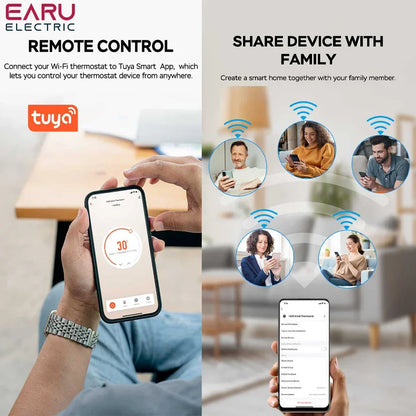 EARU Tuya Wifi Smart Knob Temperature Controller Digital Display Electric Floor Heating Water Gas Boiler for Alexa Google Home by 54Grid - Renewable Energy Store