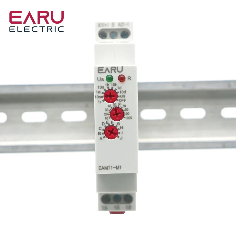 12-240VAC/DC Din Rail Type 0.1 second -10 days Time Delay Relay 16A/250VAC Multifunction Timer Relay with 10 Function Choices by 54Grid - Renewable Energy Store