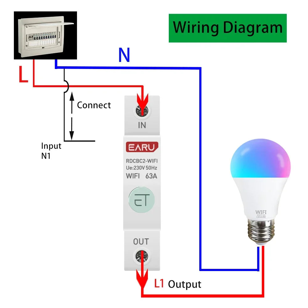 1P Din Rail WIFI Smart Energy Meter Power Consumption kWh Meter Circuit Breaker Time Timer Switch Relay Voltmeter for Smart Home by 54Grid - Renewable Energy Store