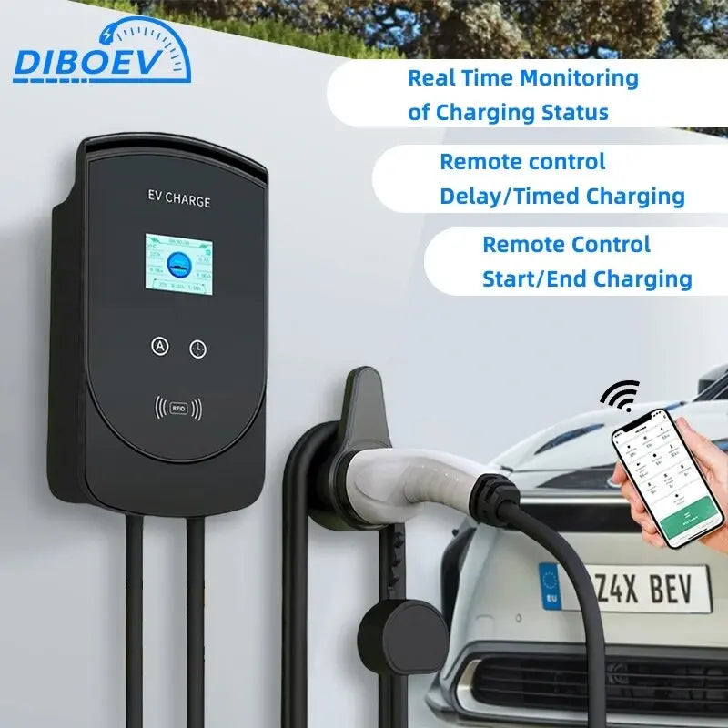 EV Charger 32A 7.6KW Electric Vehicle Car Charger EVSE Wallbox 3Phase 22KW 11KW Type2 Cable IEC62196-2 Socket APP Control - 54Grid - Renewable Energy Store