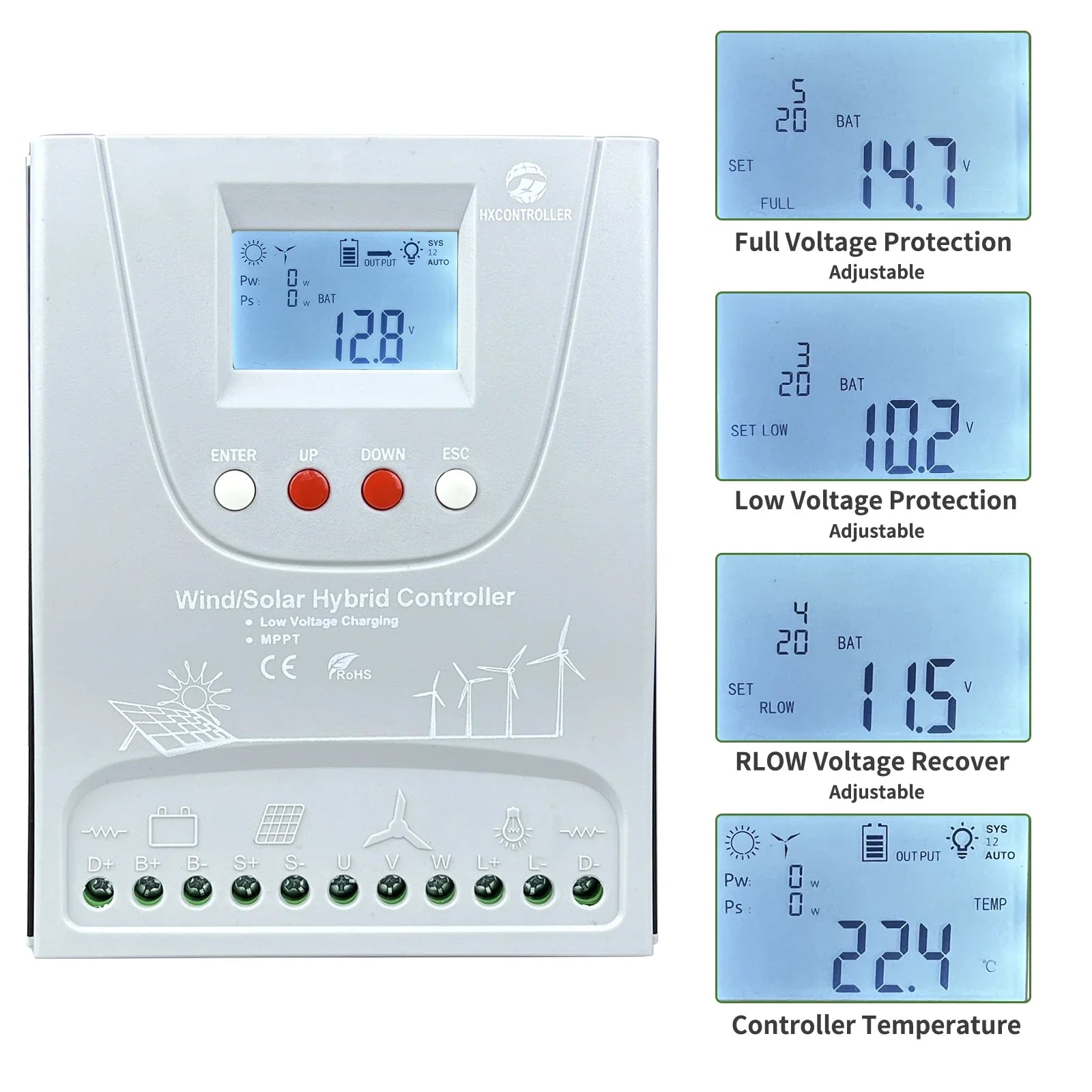 2000W 12V 24V 48V MPPT Hybrid Solar Controller With WIFI LCD Display by 54Grid - Renewable Energy Store