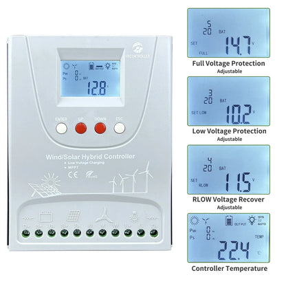 2000W 12V 24V 48V MPPT Hybrid Solar Controller With WIFI LCD Display by 54Grid - Renewable Energy Store