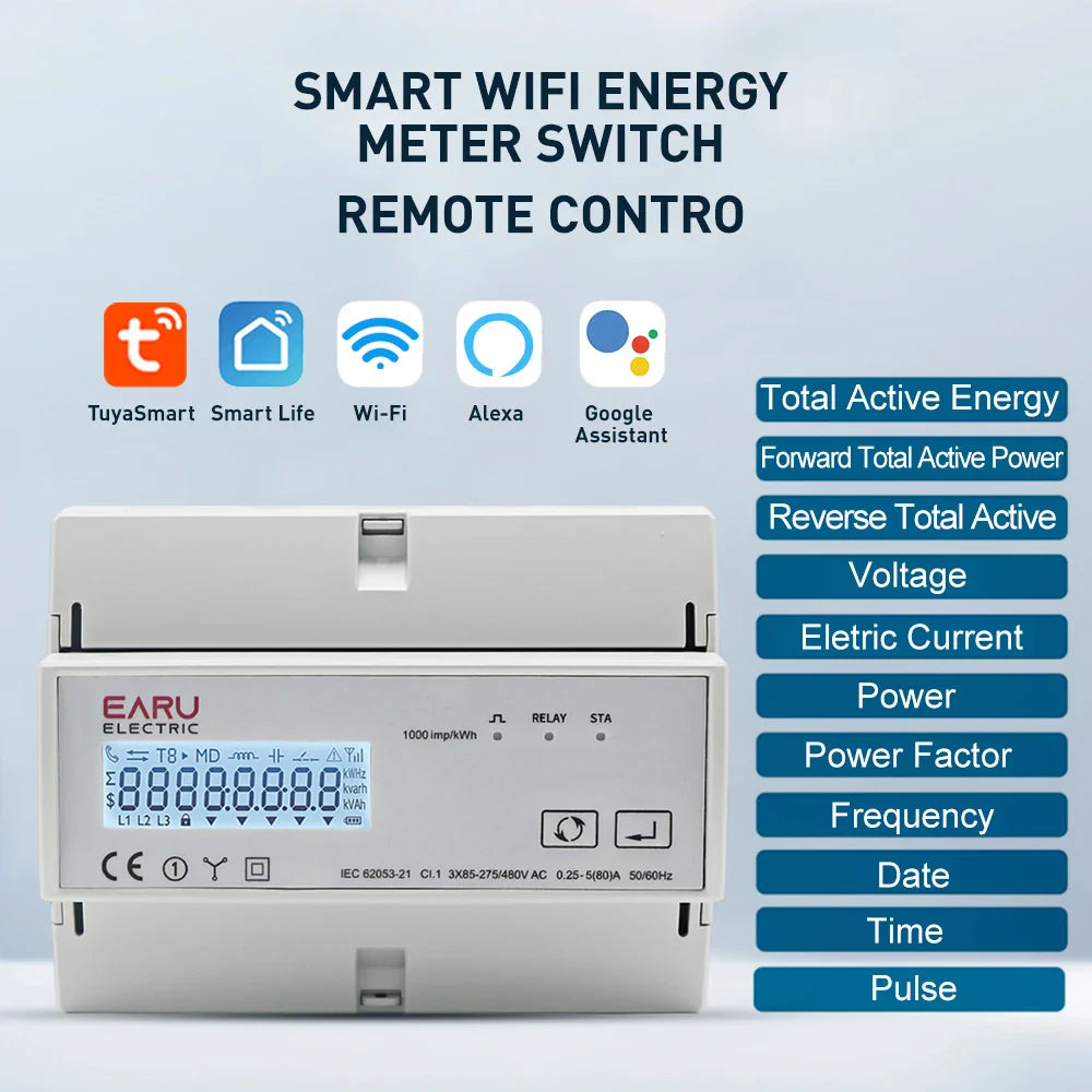 Tuya WiFi ZigBee Three Phase Two-way Bidirectional Energy KWh Meter Monitor Wattmeter Support Modbus RTU 3*85/190V or 230/400VAC by 54Grid - Renewable Energy Store