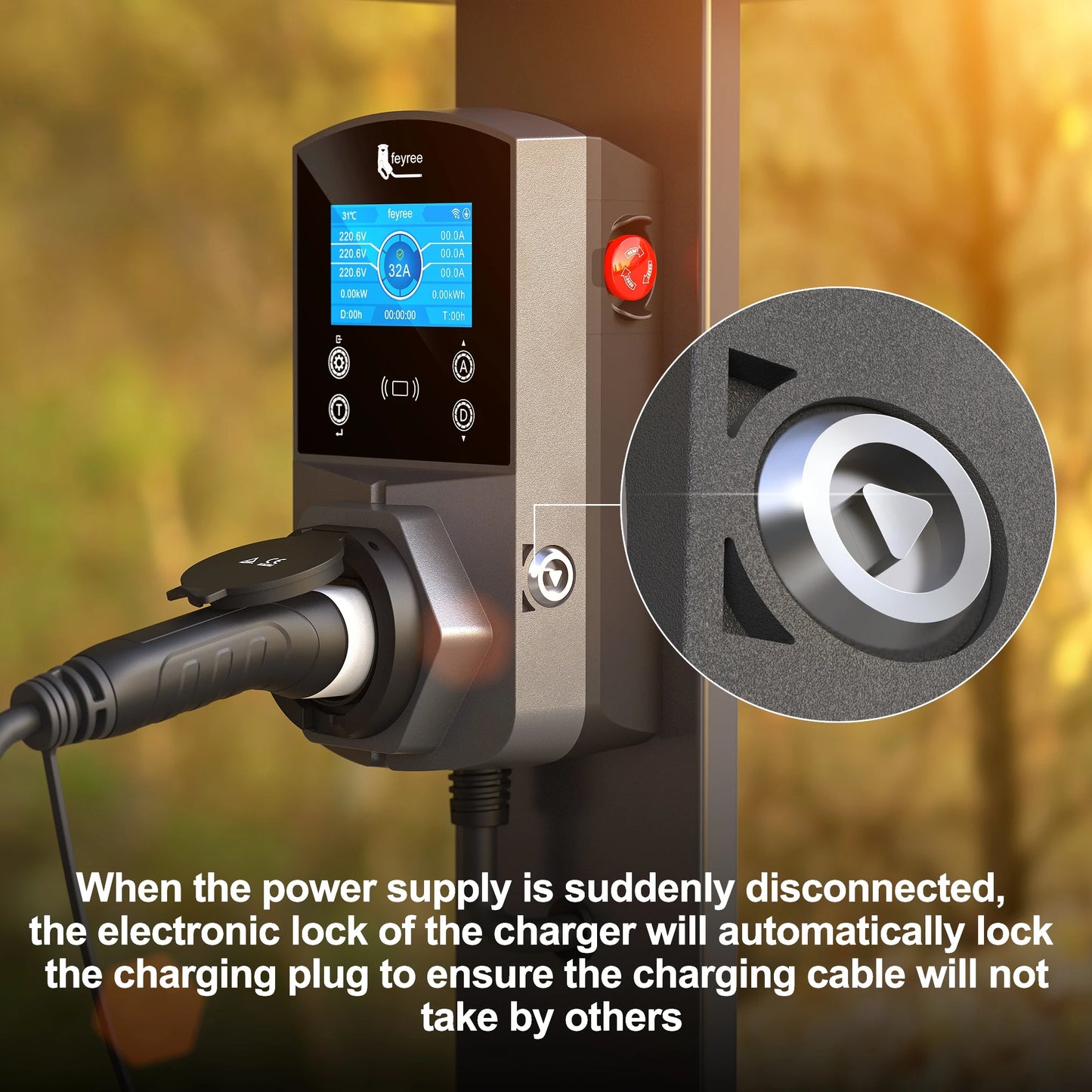 feyree Type2 EV Charger Socket Version 22KW Smart Electric Car Charger for TS-NACS Type1 GB/T Plug EVSE Wallbox WIFI APP Control