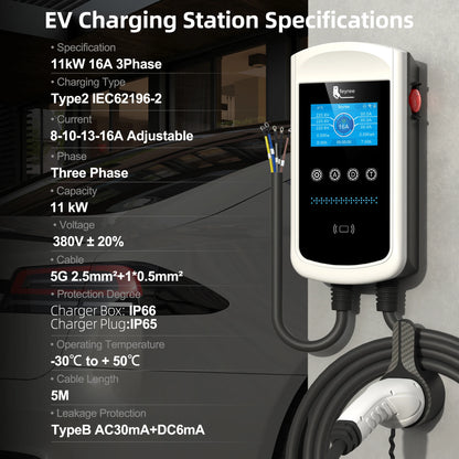 feyree Type2 32A 7kW 1P DLB EV Charger 4.3inch Screen Dynamic Load Balancing 11kW 22kW 3P EVSE Wallbox Station with Charging LOG