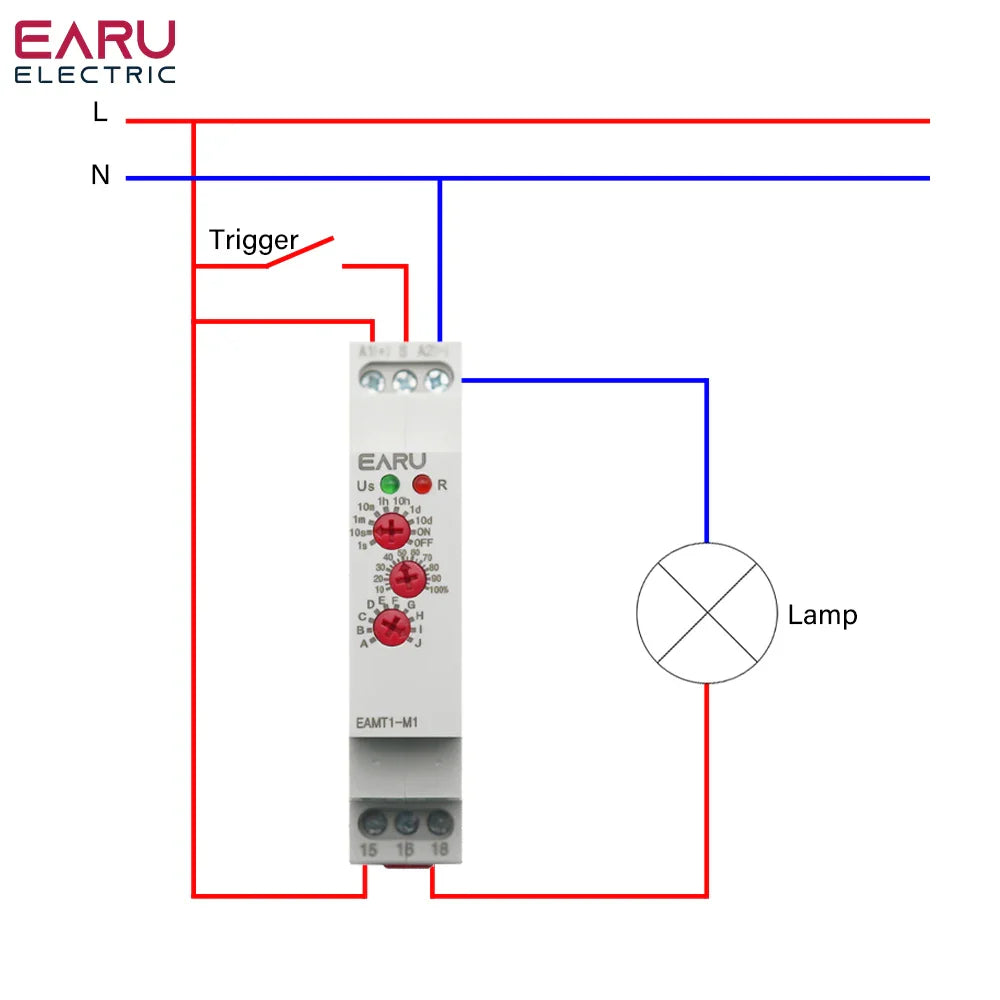 12-240VAC/DC Din Rail Type 0.1 second -10 days Time Delay Relay 16A/250VAC Multifunction Timer Relay with 10 Function Choices by 54Grid - Renewable Energy Store