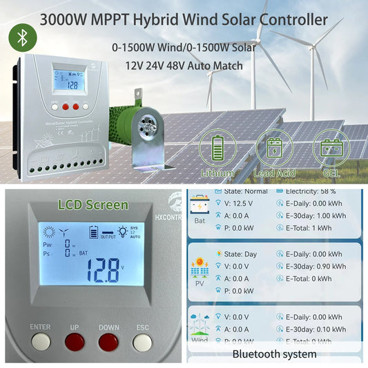 2000W 12V 24V 48V MPPT Hybrid Solar Controller With WIFI LCD Display by 54Grid - Renewable Energy Store