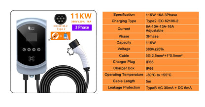 feyree EV Charger 32A 7.6KW Electric Vehicle Car Charger EVSE Wallbox 11KW 22KW 3Phase Type2 Cable IEC62196-2 Socket APP Control