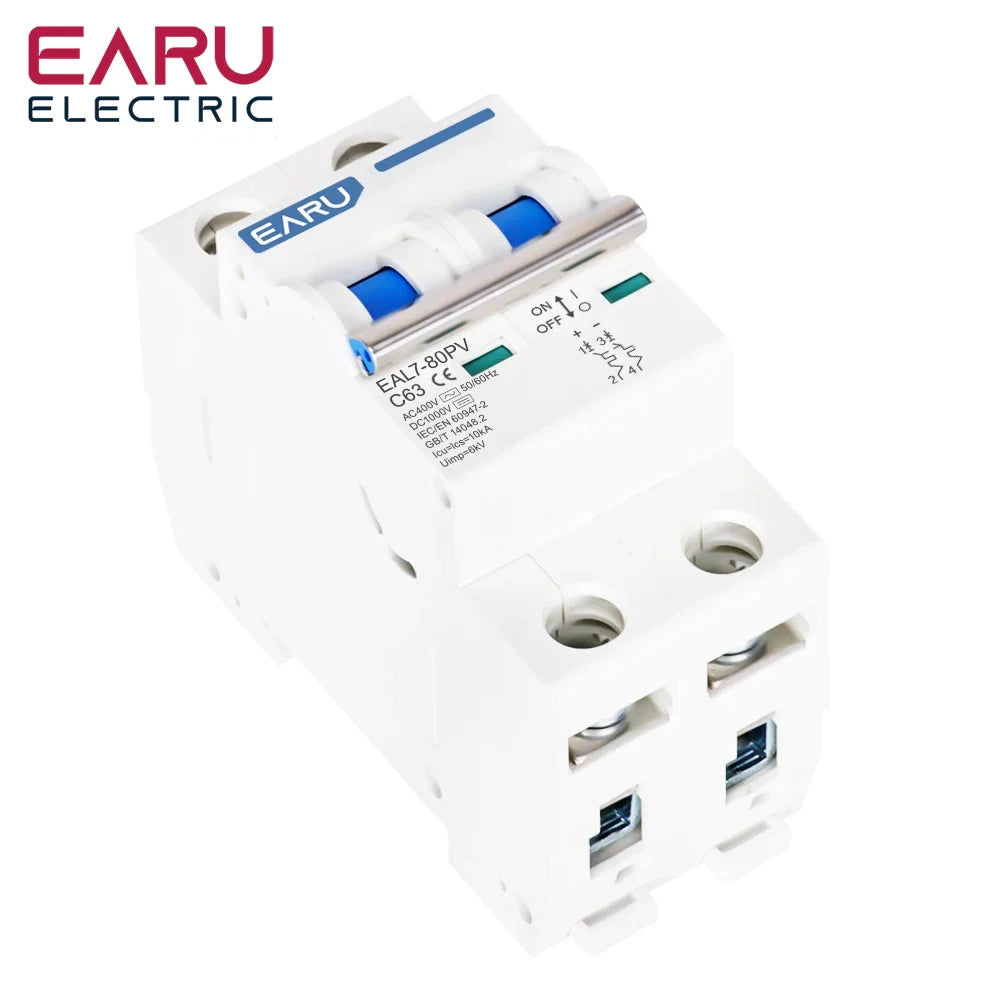 1P 2P 3P 4P DC 1000V AC 240V 400V MCB Solar PV Circuit Breaker Overload Protection Short Circuit Protection Switch Photovoltaic