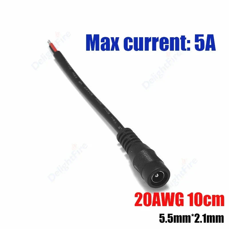 20AWG 5A DC Power Pigtail Wires 5V 12V Male Female Barrel Jack Cable by 54Grid - Renewable Energy Store