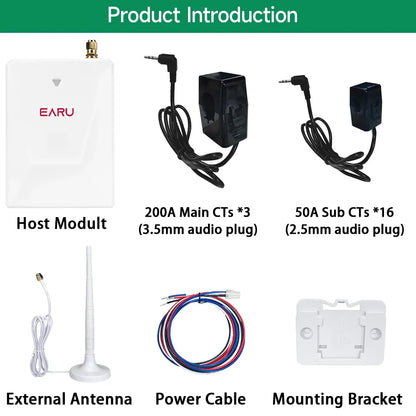 Tuya Smart WiFi Multi-Circuit 19 Channels Bi-Directional Power Energy kWh Meter Monitor AC90-480V 200A 300A with 19PCS CT Clamps