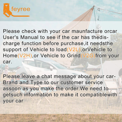 feyree V2L Cable Discharge Plug EV Charger GBT Cord 16A Charging Cable 5m with EU Adapter Outdoor Power Station Electric Car