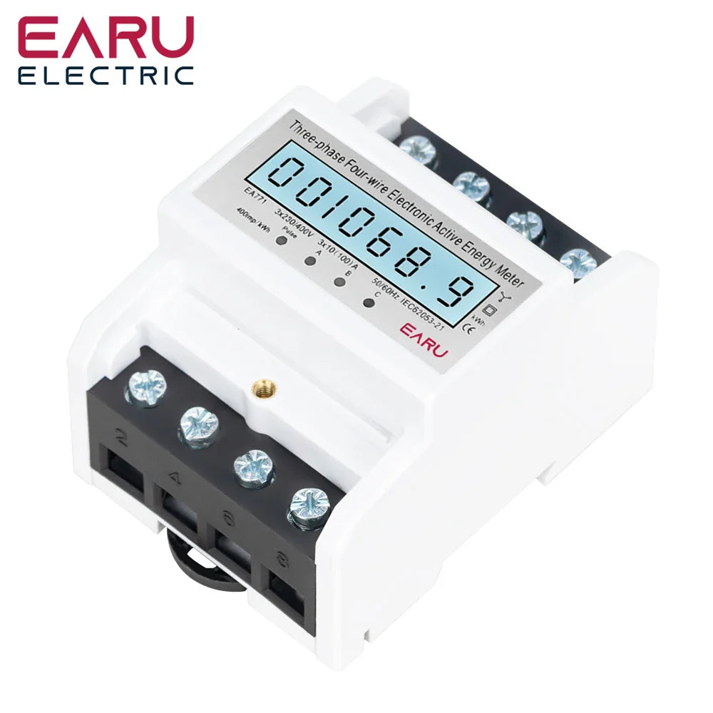 Three Phase LCD Energy Meter Backlight Bidirectional Electricity Meter kWh RS485 Remote Communication for Meter Reading AC 380V