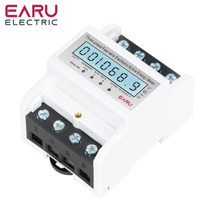 Three Phase LCD Energy Meter Backlight Bidirectional Electricity Meter kWh RS485 Remote Communication for Meter Reading AC 380V