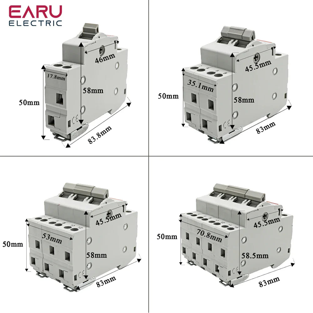 1P 2P 3P 4P 40A 63A MTS Dual Power Manual Transfer Interlock Circuit Breaker Din Rail Isolating Discounnecting Switch by 54Grid - Renewable Energy Store