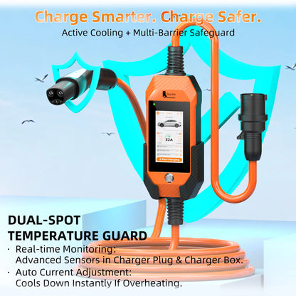feyree 4.3Inch Touch Screen EV Charger 7kW 32A 1Phase TS-NACS Socket Smart WIFI APP Control EVSE Portable Box for Tesla EV Cars
