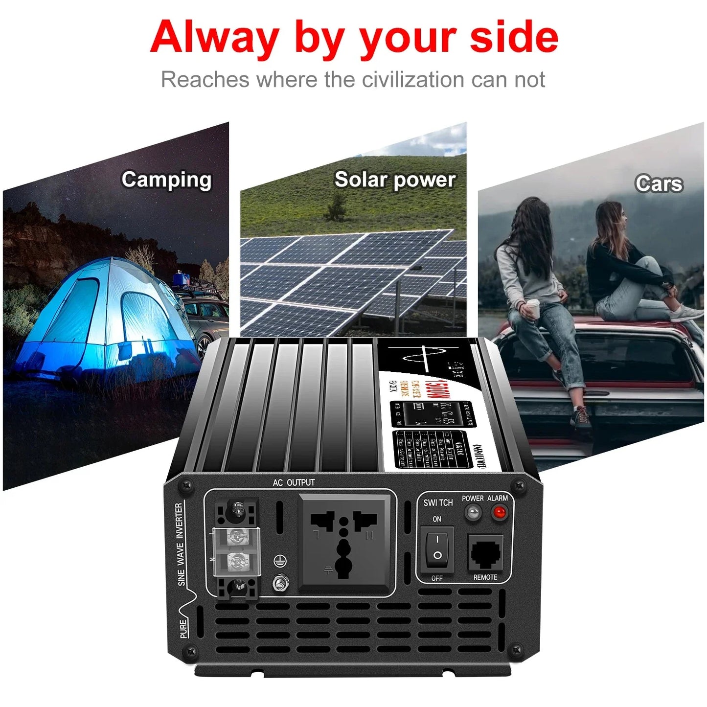 1500W pure sine wave inverter 12V/24V/48V LCD screen - 54Grid - Renewable Energy Store