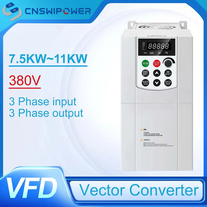 VFD Inverter 380V Three Phase Output 7.5KW/11KW Frequency Converter AC Drive - 54Grid - Renewable Energy Store