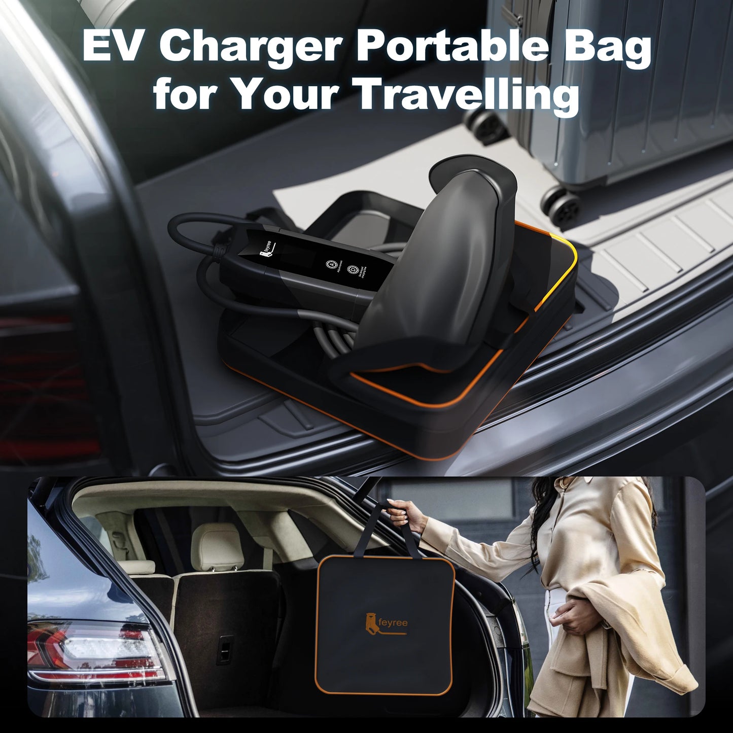 feyree EV Charger TS-NACS Socket 16A 3.5KW APP Control EVSE Portable Charging for Tesla Cars Models 3/Y/S/X Set Charge&DelayTime