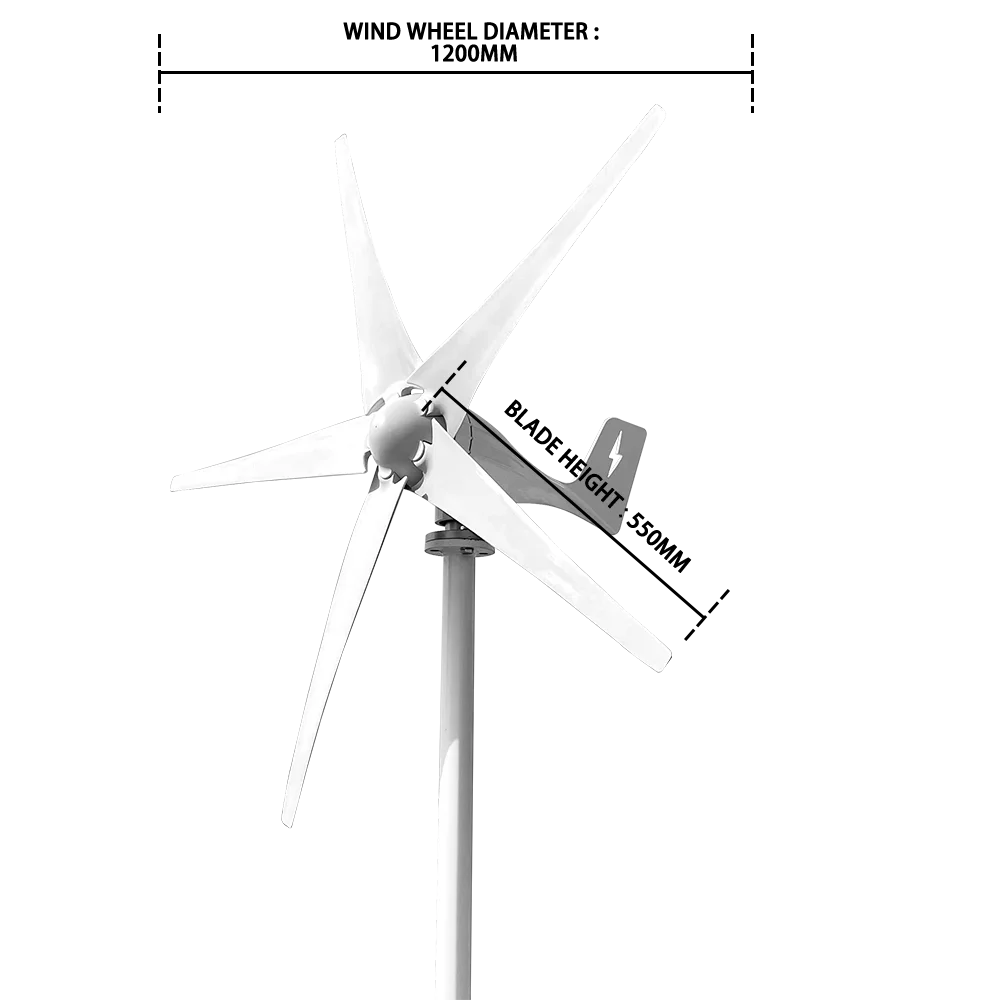 5 Blades Windmills Wind Turbine Generator Free Energy China Factory 600W 12V 24V 48V With Mppt Charge Controller by 54Grid - Renewable Energy Store