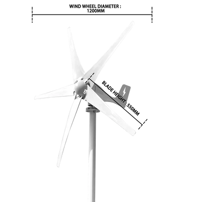 5 Blades Windmills Wind Turbine Generator Free Energy China Factory 600W 12V 24V 48V With Mppt Charge Controller by 54Grid - Renewable Energy Store