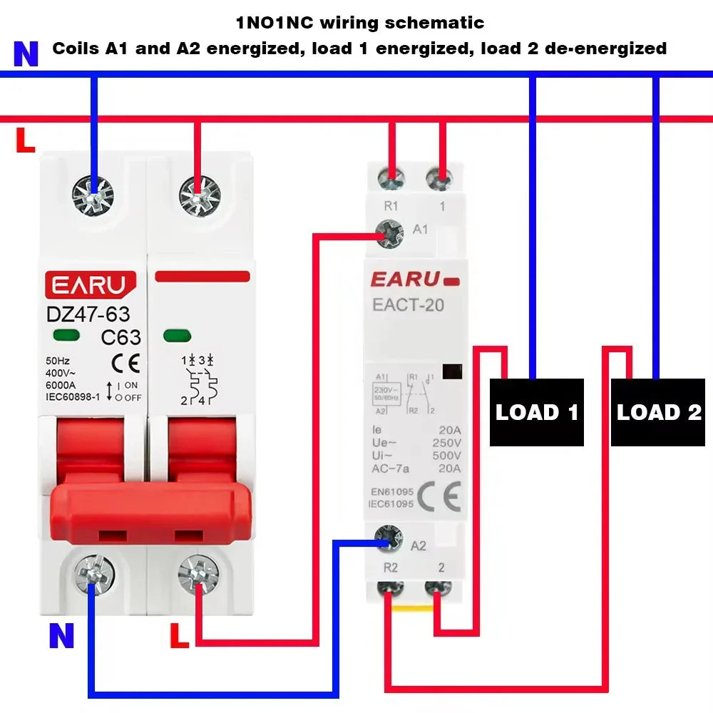 2P AC 110V 220V 50/60Hz 16A 20A 25A 32A 50A 40A 63A Din Rail Household Modular Contactor Switch Controller DIY Smart Home Hotel